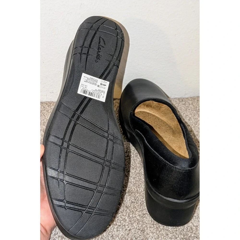Clarks Collection Black Wedge Slip On Shoes Comfort Womens Size 10‎ NEW $75